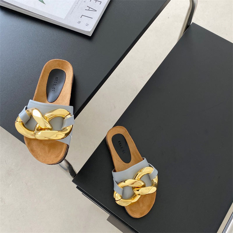 Ladies Fashion Flat-Bottom Baotou Half Slippers
