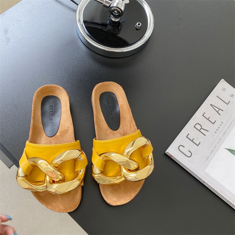 Ladies Fashion Flat-Bottom Baotou Half Slippers
