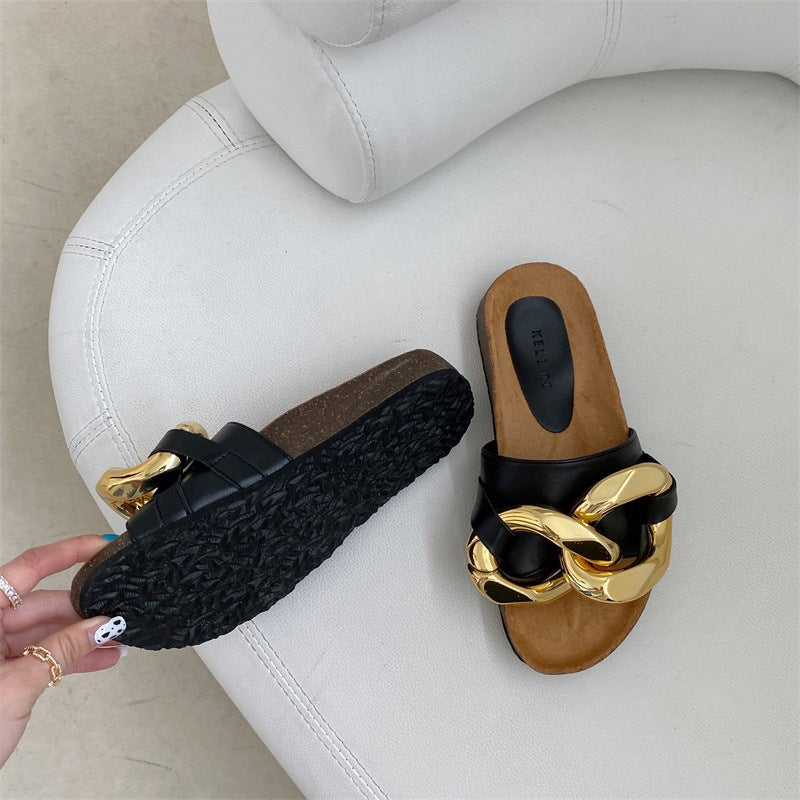 Ladies Fashion Flat-Bottom Baotou Half Slippers