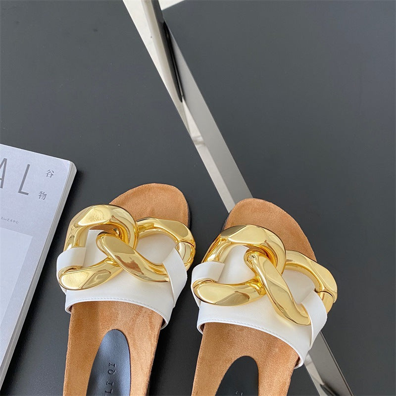 Ladies Fashion Flat-Bottom Baotou Half Slippers