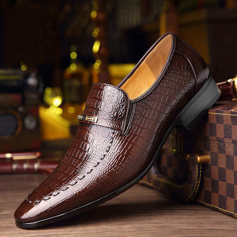 Ov Shoes 3195 Krokodilleprint Herresko i læder Store størrelser Lave casual herresko Enkeltsko Prægede lædersko til mænd