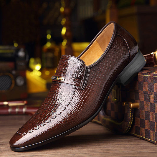 Ov Shoes 3195 Krokodilleprint Herresko i læder Store størrelser Lave casual herresko Enkeltsko Prægede lædersko til mænd