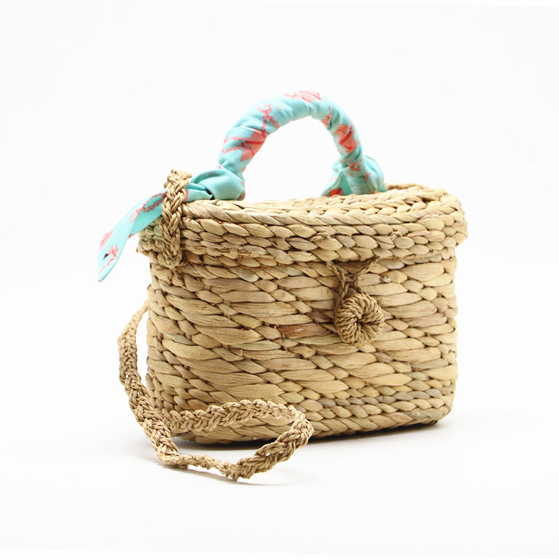 Hand Made Straw Handbag New Fashion Black Beach Bag
