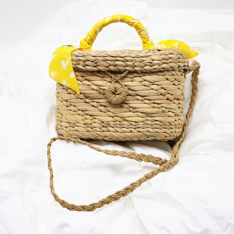 Hand Made Straw Handbag New Fashion Black Beach Bag