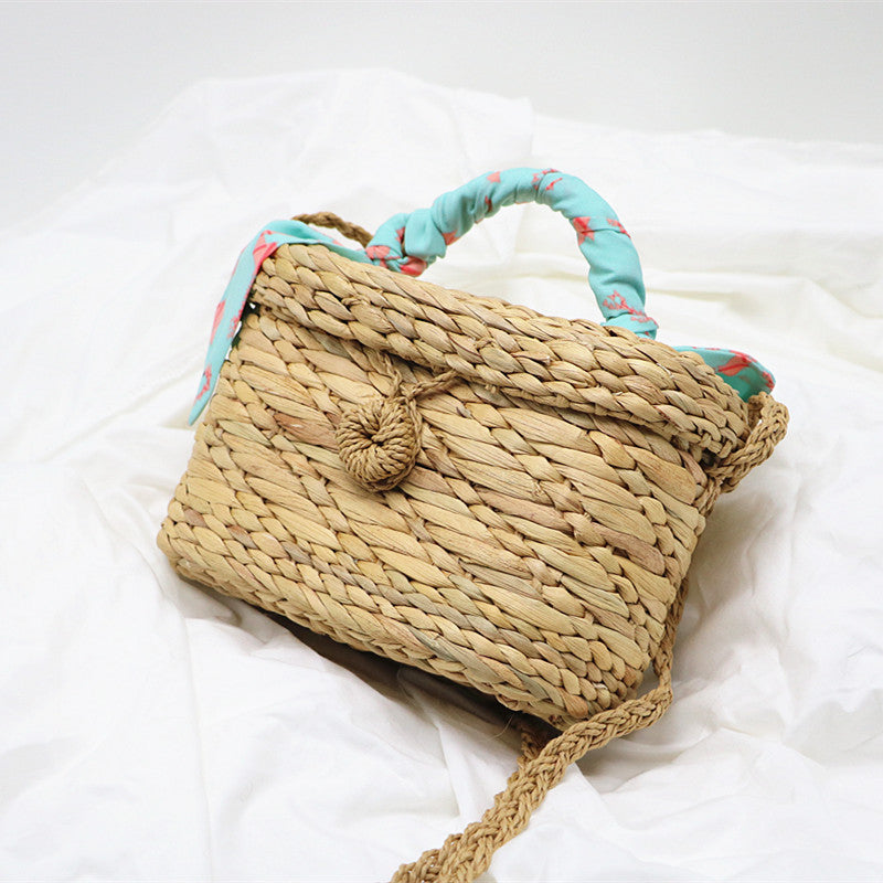 Hand Made Straw Handbag New Fashion Black Beach Bag