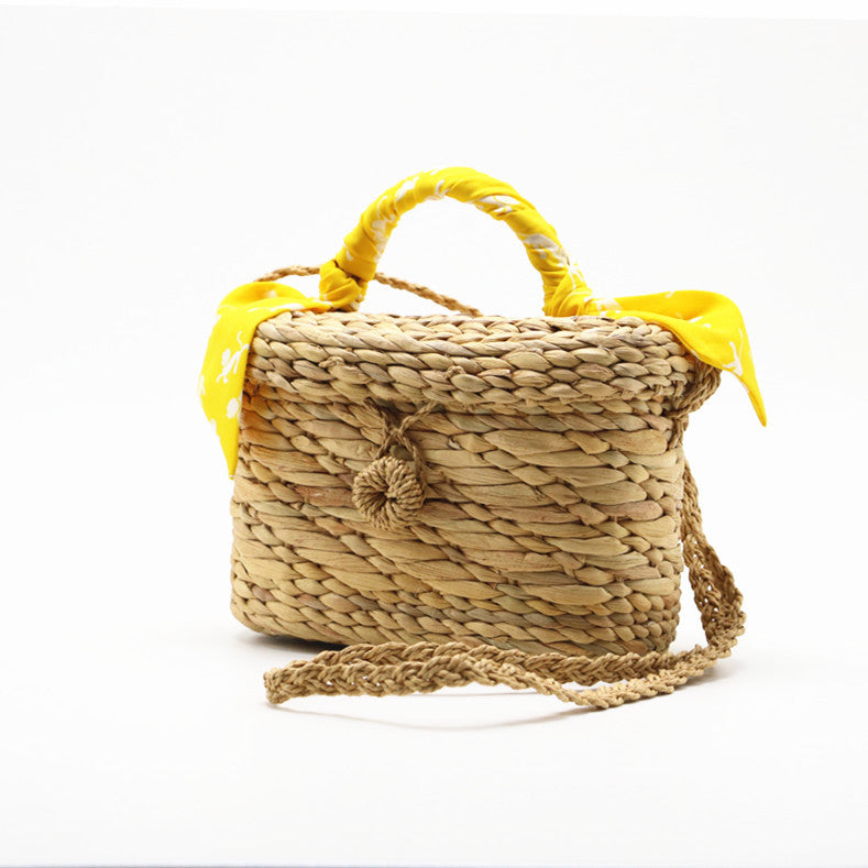 Hand Made Straw Handbag New Fashion Black Beach Bag