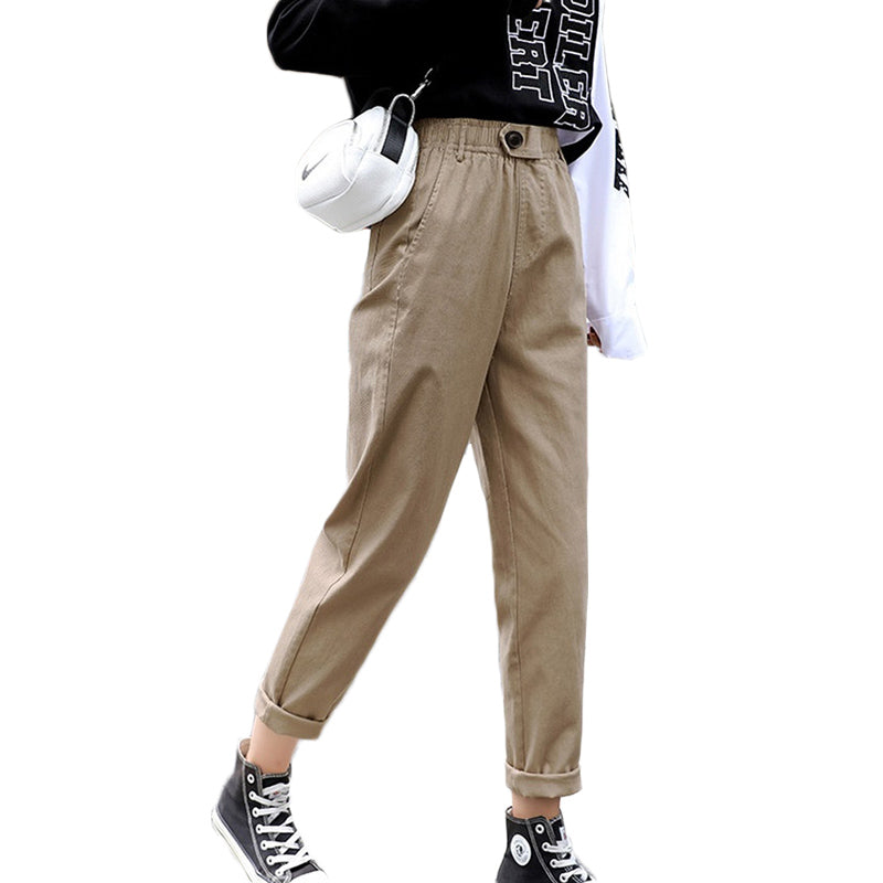Daddy Pants Women's Loose Straight Nine Points Casual Student Granny Carrot High Waist Harem Pants