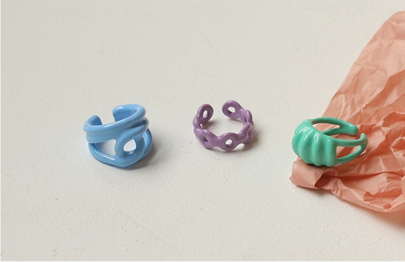 Handmade Oil Dripping Is Not Easy To Fade Dongdaemun Cream Ins Net Red Designer Exaggerated Color Ring Jewelry Women And Men