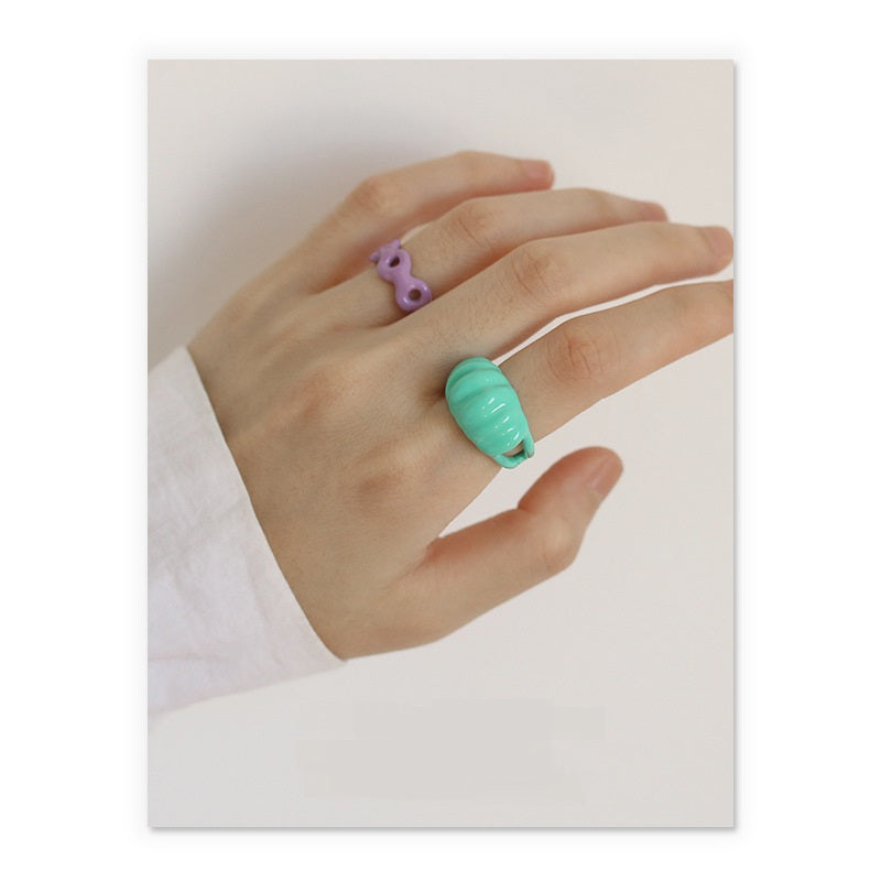 Handmade Oil Dripping Is Not Easy To Fade Dongdaemun Cream Ins Net Red Designer Exaggerated Color Ring Jewelry Women And Men