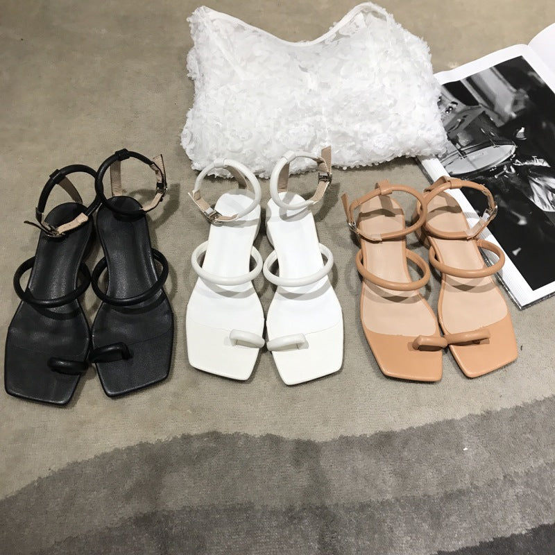 Casual Fairy Slip-On Flat Sandals With Thin Straps And Square Toe
