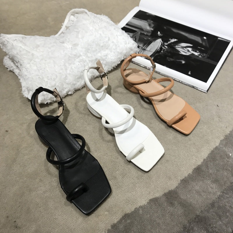 Casual Fairy Slip-On Flat Sandals With Thin Straps And Square Toe