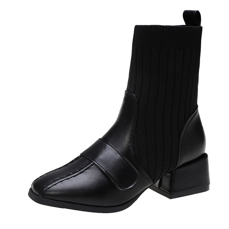 Autumn And Winter New Fashion Mid Tube Women's Boots Thick Heel Ankle Boots