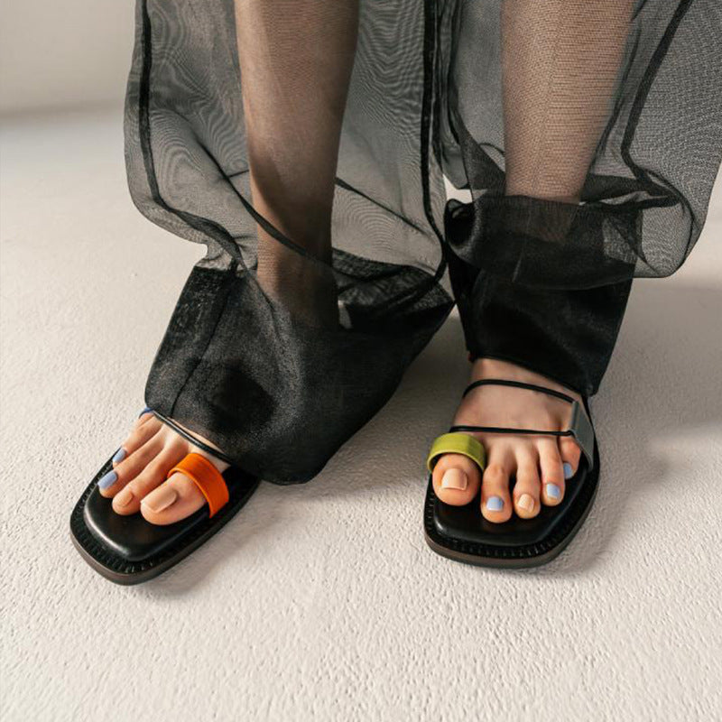 New Roman Cross Strap Flat Slippers