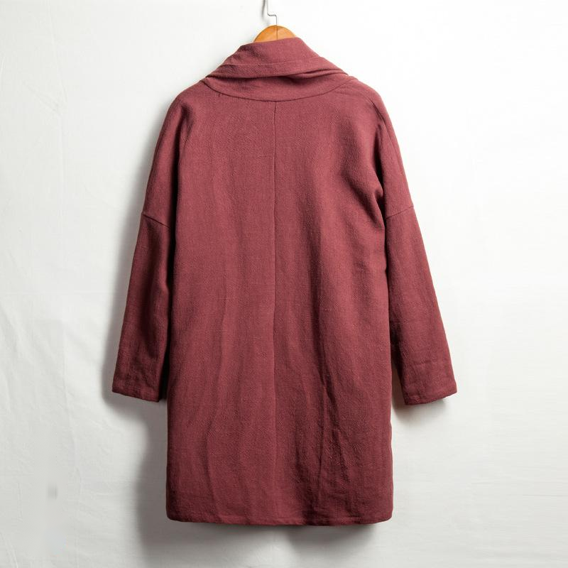 Cotton And Linen Men's Mid-Length Windbreaker Jacket