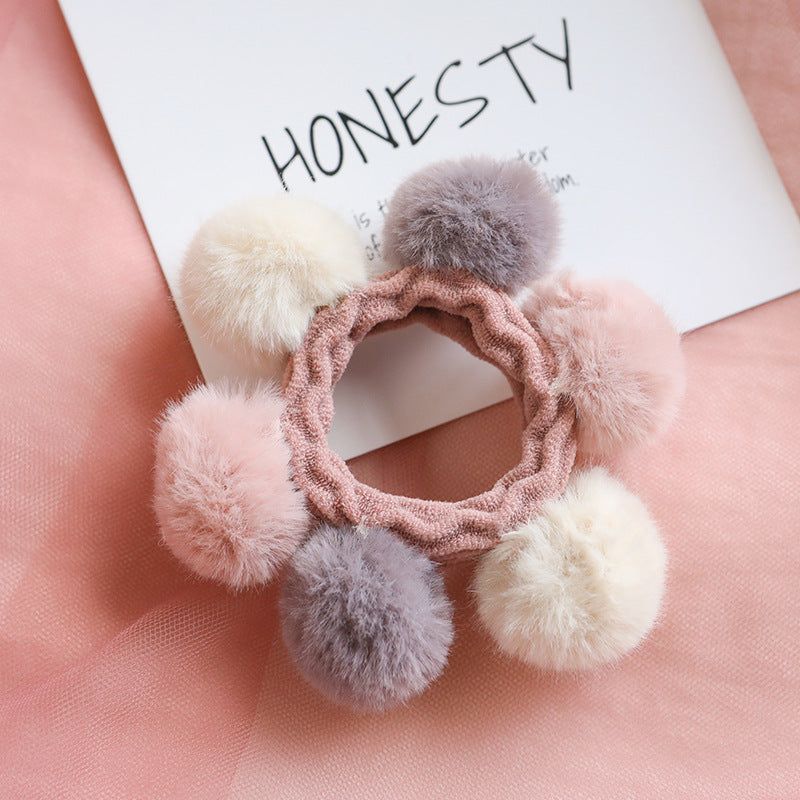 Chouchous A Pompons Pour Femmes Et Filles, Bande Elastique, Accessoires Pour Cheveux, Corde Gomme, Mignon