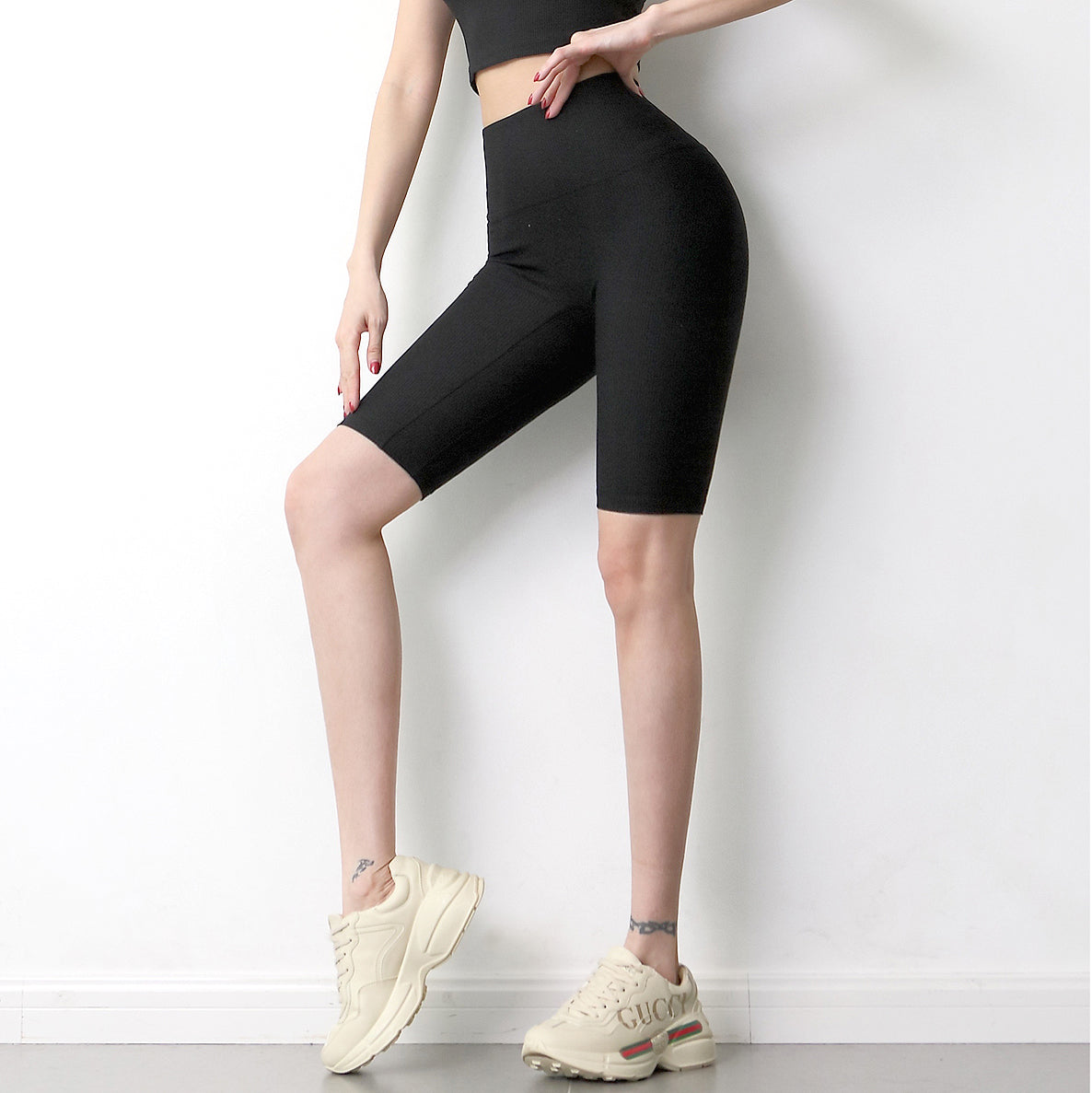 Fitness Pants Women'S High-Waist Sports Tights, Running, Cycling, Peach Hips, Yoga Pants, Five Points