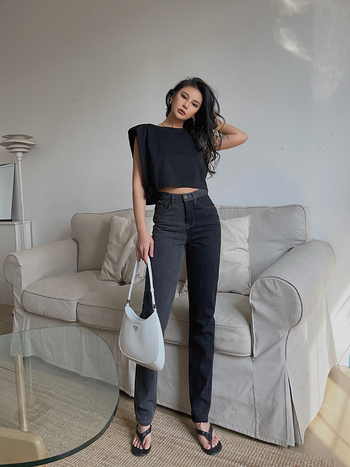 Jeans Look Thin Straight Trousers