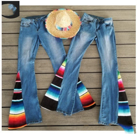 Sexy Buttocks Slim Low-waisted Simple Solid Color Frosted White Color Matching Stitching Design Flared Jeans