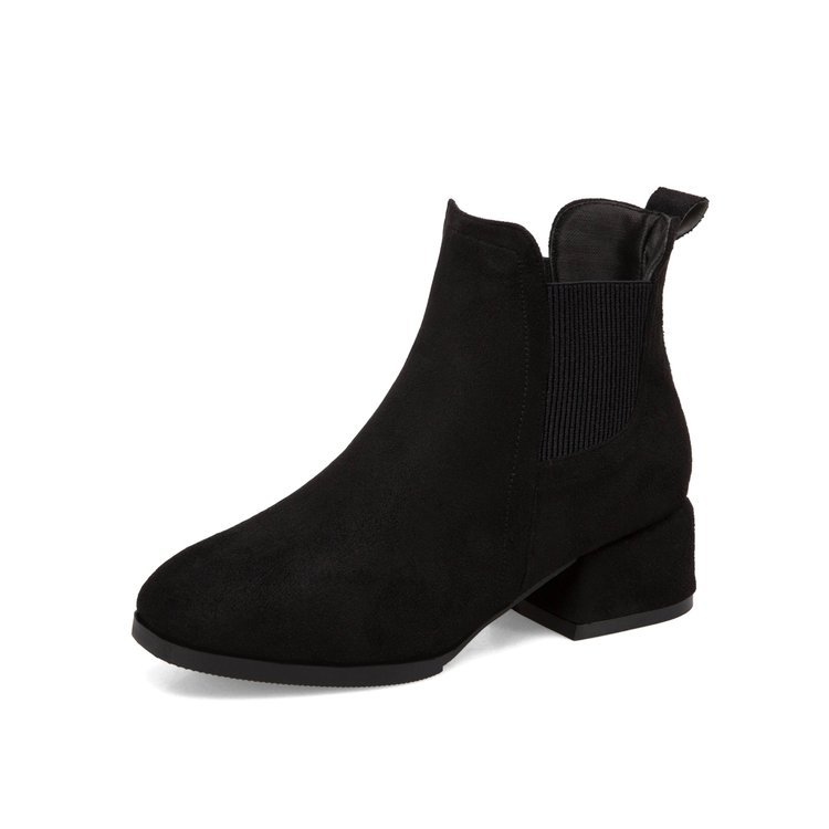 Square Toe Thick Heel Short Boots Comfortable Suede Mid-heel Women's Boots