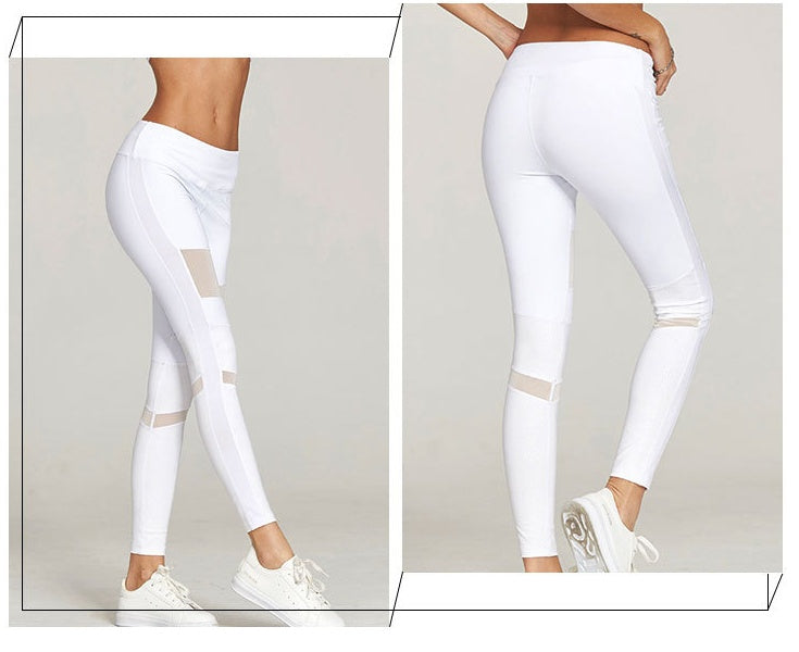 Spring New Yoga Pants Women Outdoor Running Sports Pants Sexy Mesh Stitching Stovepipe Hip Pants