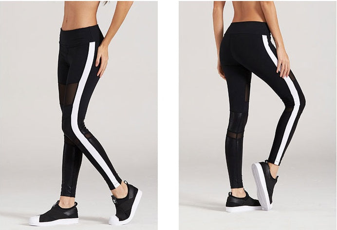 Spring New Yoga Pants Women Outdoor Running Sports Pants Sexy Mesh Stitching Stovepipe Hip Pants