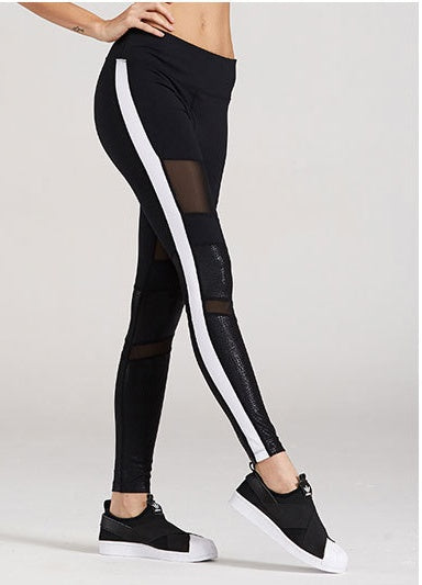 Spring New Yoga Pants Women Outdoor Running Sports Pants Sexy Mesh Stitching Stovepipe Hip Pants