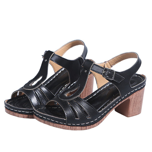 Women's Summer New Style Buckle Thick Heel High Heel Sandals