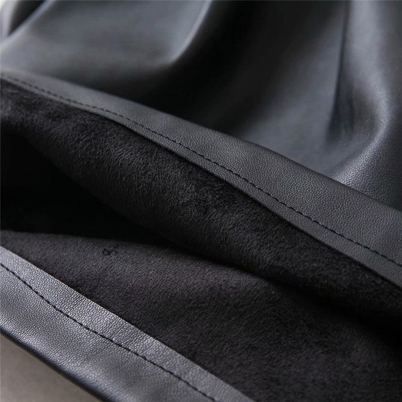 European And American Style High-waist Leather Pants Faux Leather Bermuda Shorts