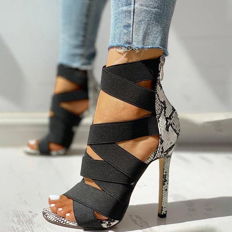 Large Size Stiletto PU Sleeve Rubber One-word Buckle High Heel Toe