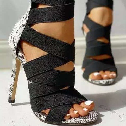 Large Size Stiletto PU Sleeve Rubber One-word Buckle High Heel Toe