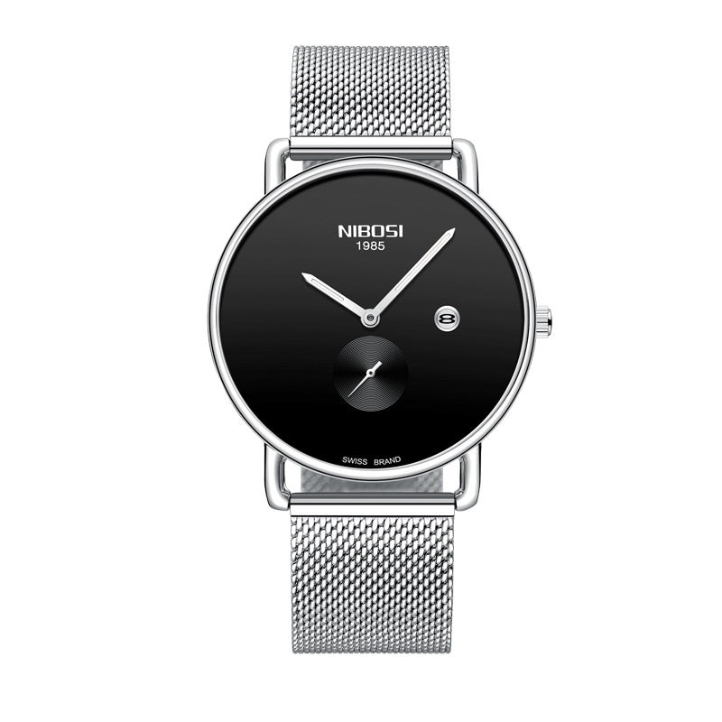 Men's Watch Ultra-thin Luminous Waterproof Watch Stainless Steel Band Quartz Men's Watch