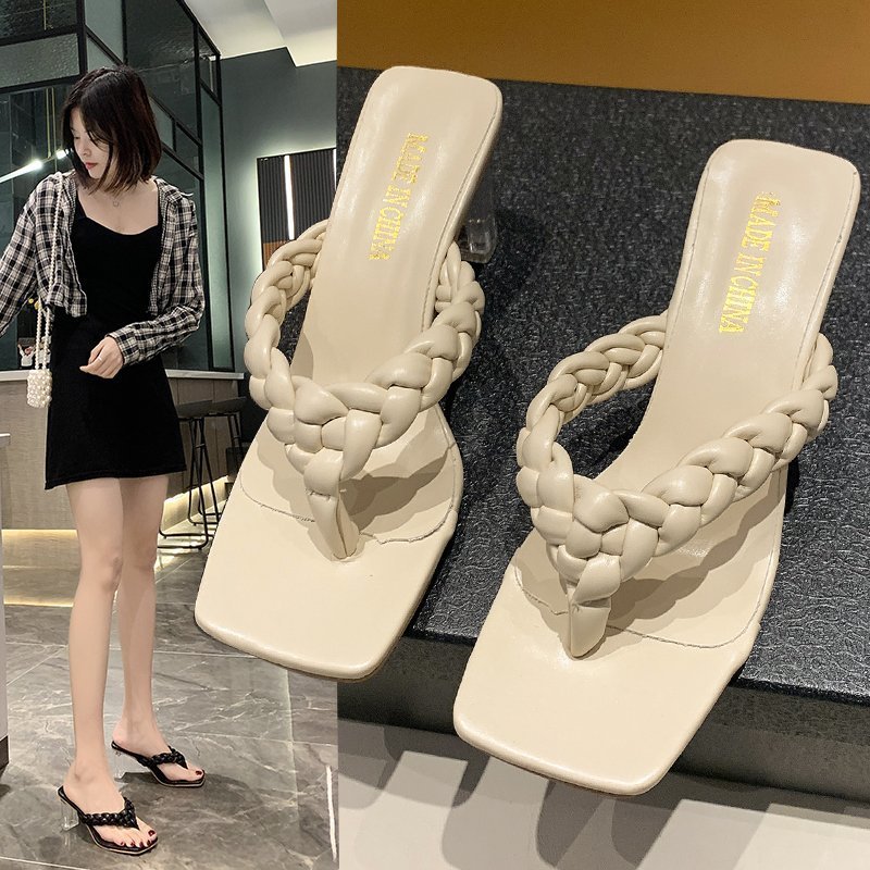 Women's Shoes Korean Style Thick Heel Flip-flops