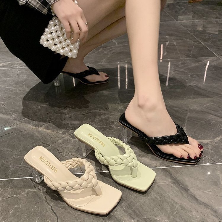 Women's Shoes Korean Style Thick Heel Flip-flops