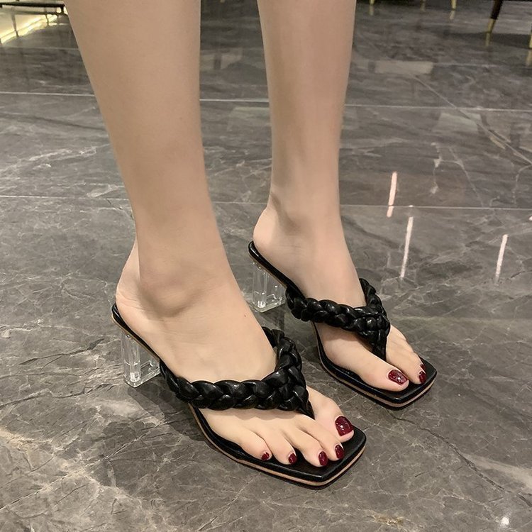 Women's Shoes Korean Style Thick Heel Flip-flops