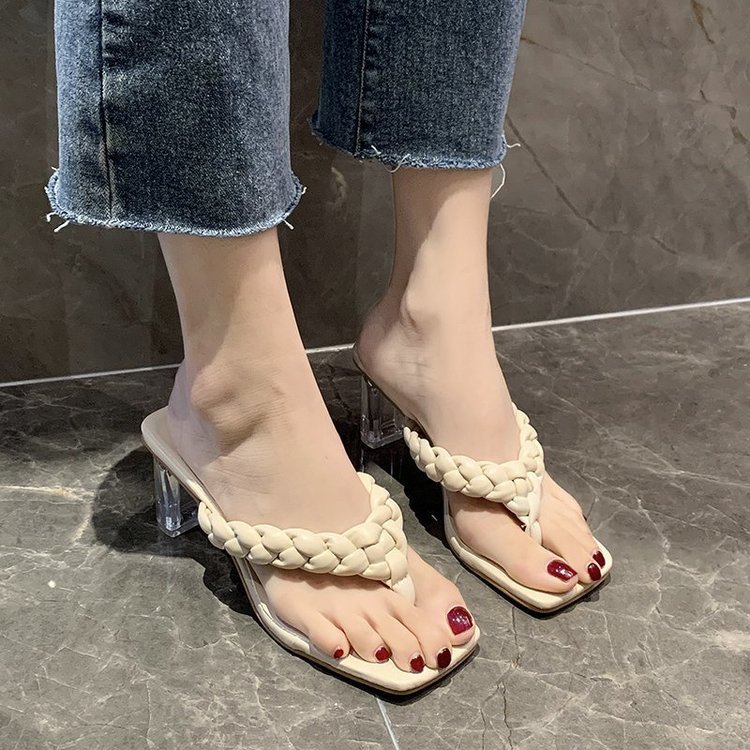 Women's Shoes Korean Style Thick Heel Flip-flops