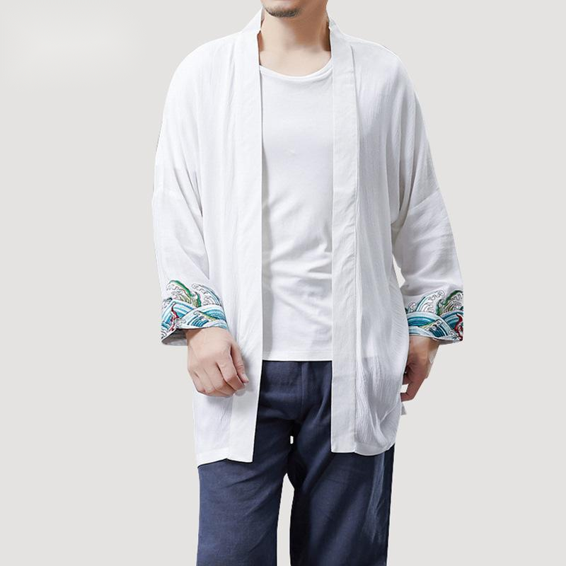 Cotton Crinkle Embroidered Cardigan