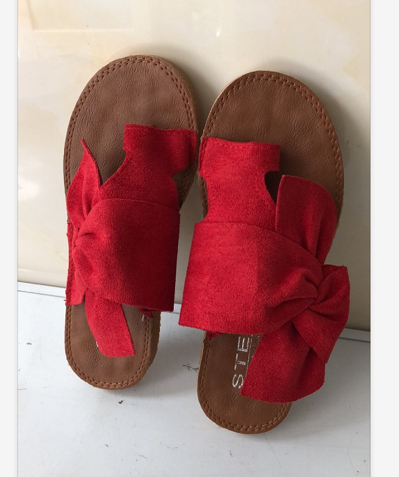 Summer New European and American Large Size Sandals Slippers Bowknot Soft Bottom Beach Slippers