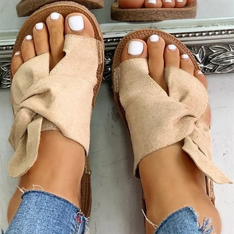 Summer New European and American Large Size Sandals Slippers Bowknot Soft Bottom Beach Slippers