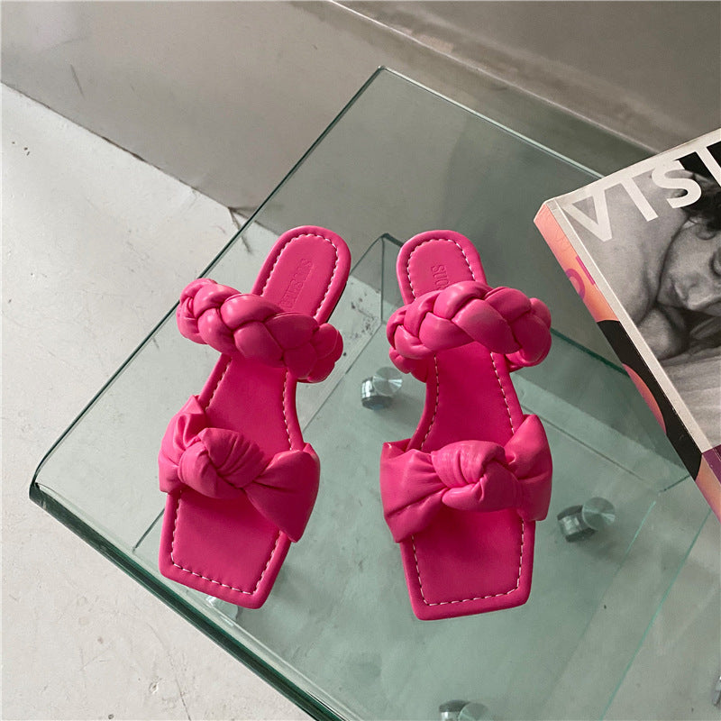Women's Shoes, Shoes, Sandals, Women's Twist-shaped Sandals And Slippers, Square Toe Flat Mules