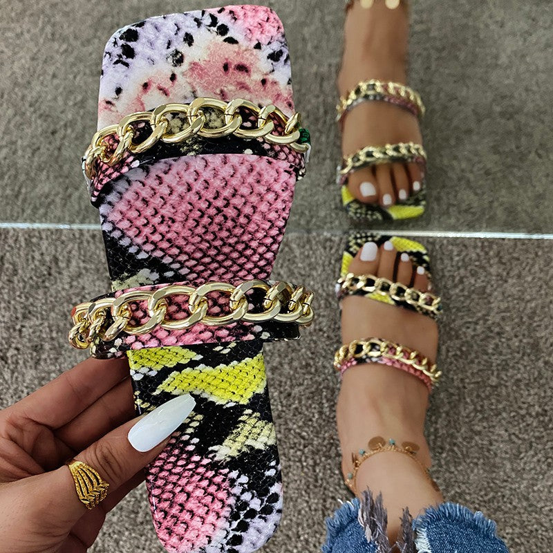 Fashion Metal Chain Totem Ladies Sandals