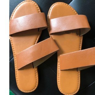 Summer New Style Sponge Cake Bottom Pu Female Color-Blocking Flat-Heeled Large Size Slippers