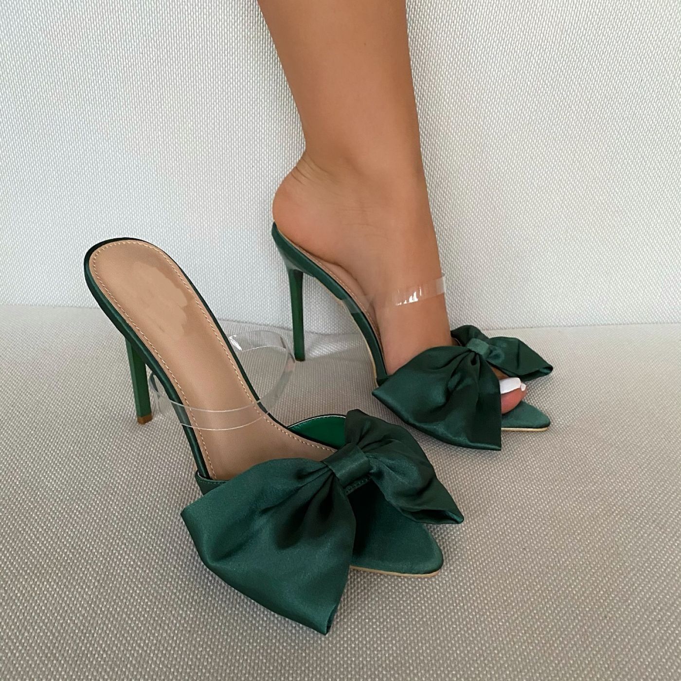 35-42 Size European And American Foreign Trade New Style Sexy Pointed Bow Tie With Pvc Stiletto Sandals