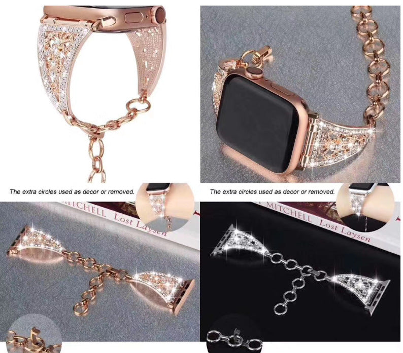 Suitable For Apple Watch Apple Watch   Generation Metal Diamond Bracelet Strap Bracelet Se Girls Trend