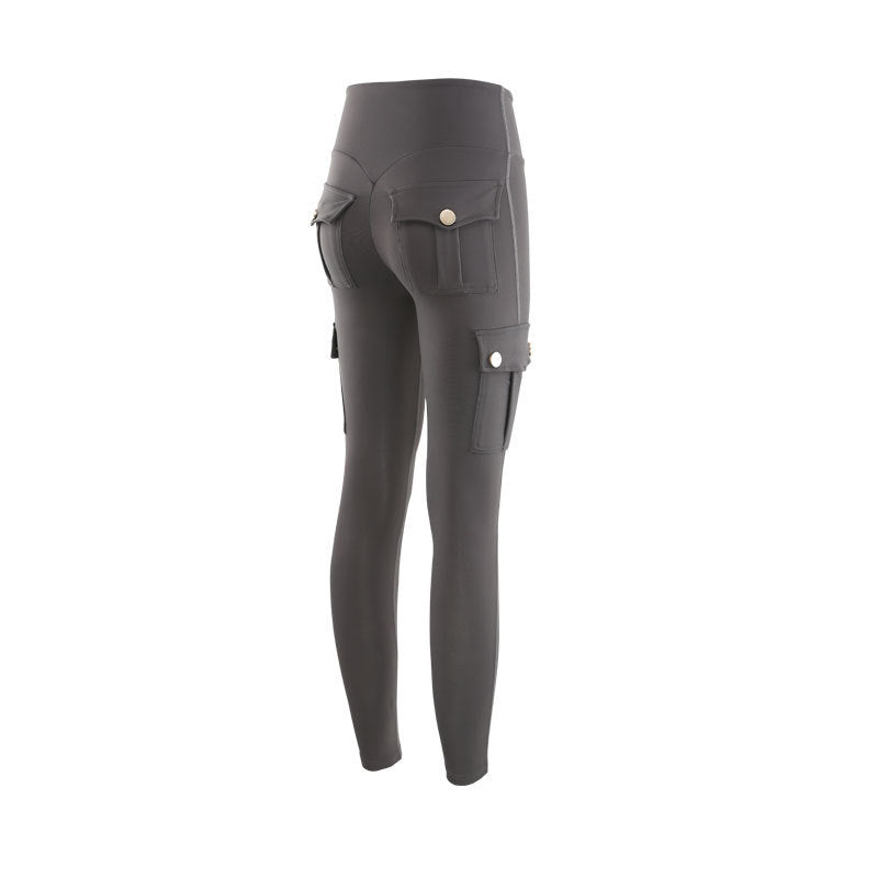 Net Red Pocket Fitness Pants Women Stretch Tight Sexy Sports Pants