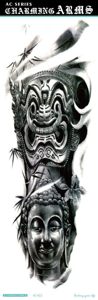 Environmental protection waterproof sweat lasting tattoo stickers personality fashion trend skull dragon carp owl full arm tattoo