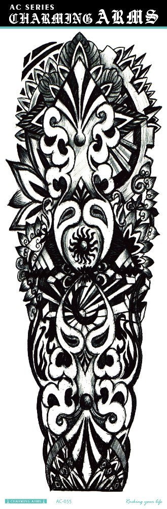 Environmental protection waterproof sweat lasting tattoo stickers personality fashion trend skull dragon carp owl full arm tattoo