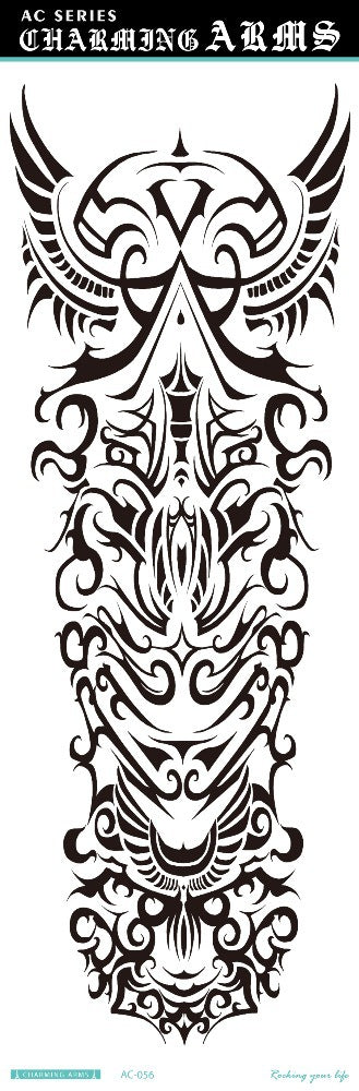 Environmental protection waterproof sweat lasting tattoo stickers personality fashion trend skull dragon carp owl full arm tattoo