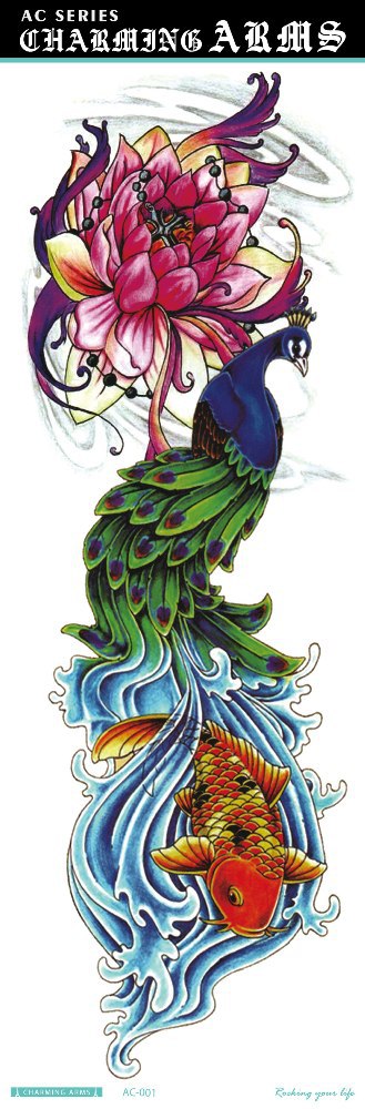 Environmental protection waterproof sweat lasting tattoo stickers personality fashion trend skull dragon carp owl full arm tattoo