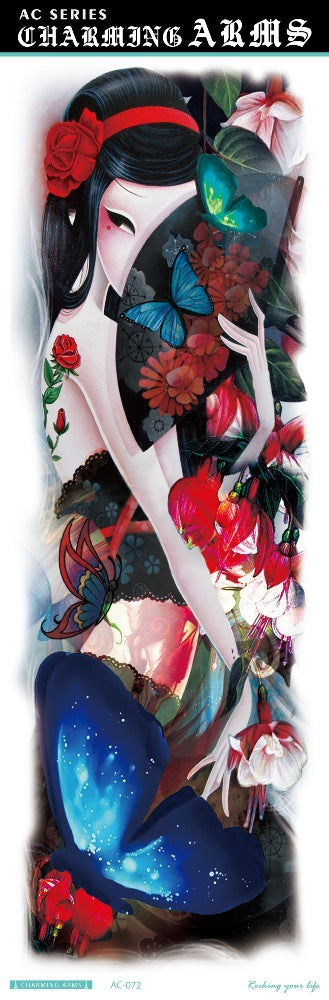 Environmental protection waterproof sweat lasting tattoo stickers personality fashion trend skull dragon carp owl full arm tattoo