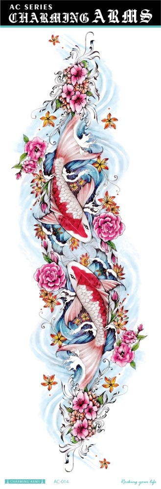 Environmental protection waterproof sweat lasting tattoo stickers personality fashion trend skull dragon carp owl full arm tattoo